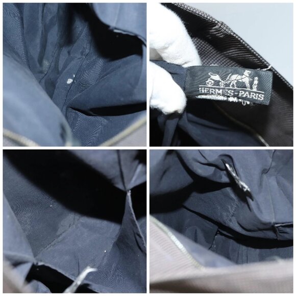 HERMES Her Line Kabas Tote Bag Canvas Gray Silver Auth BA3817 - Picture 15 of 16